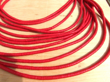 Bakelit Scheiben 6mm rot, Strang ca. 85 cm