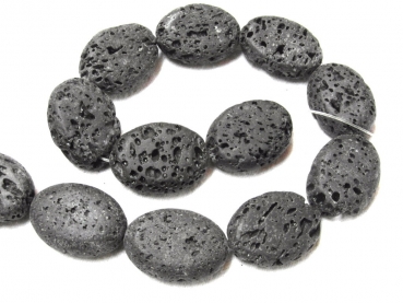 Indonesia Lava schwarz kompakt oval flach 30x20mm