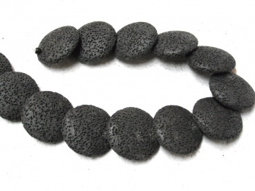 Kivu Lava schwarz Linsen überlappend gebohrt 30x8mm