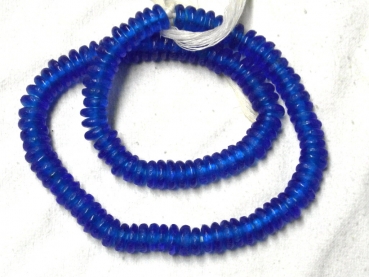 Recycling Glasperlen Scheiben topas blau