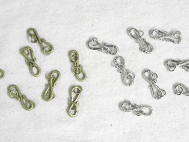 S-Haken Verschlüsse bronze 22x7mm mit Ringen, 10 Stück