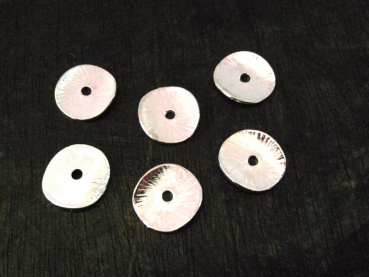 Zamak versilbert, 50St. gewellte gemaserte Scheiben 14mm, 50g