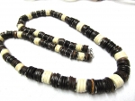 Kokosscheiben und Knochenscheiben 14-20mm, natur braun-weiß, Kette ca. 100cm lang